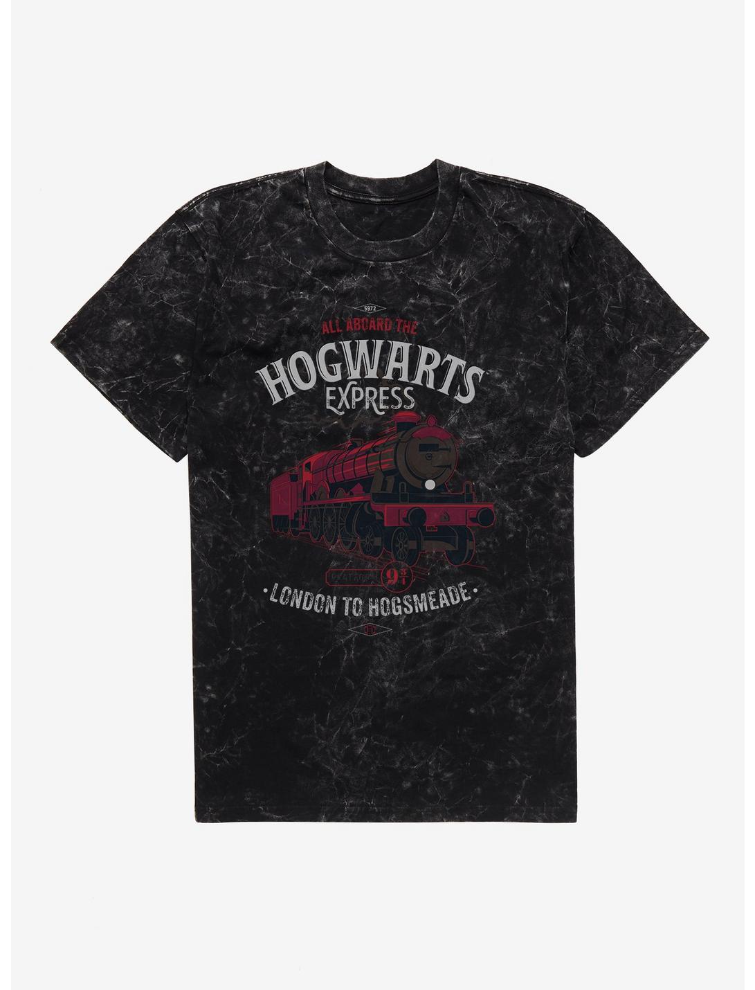 Harry Potter All Aboard The Hogwarts Express Mineral Wash T-Shirt, BLACK MINERAL WASH, hi-res