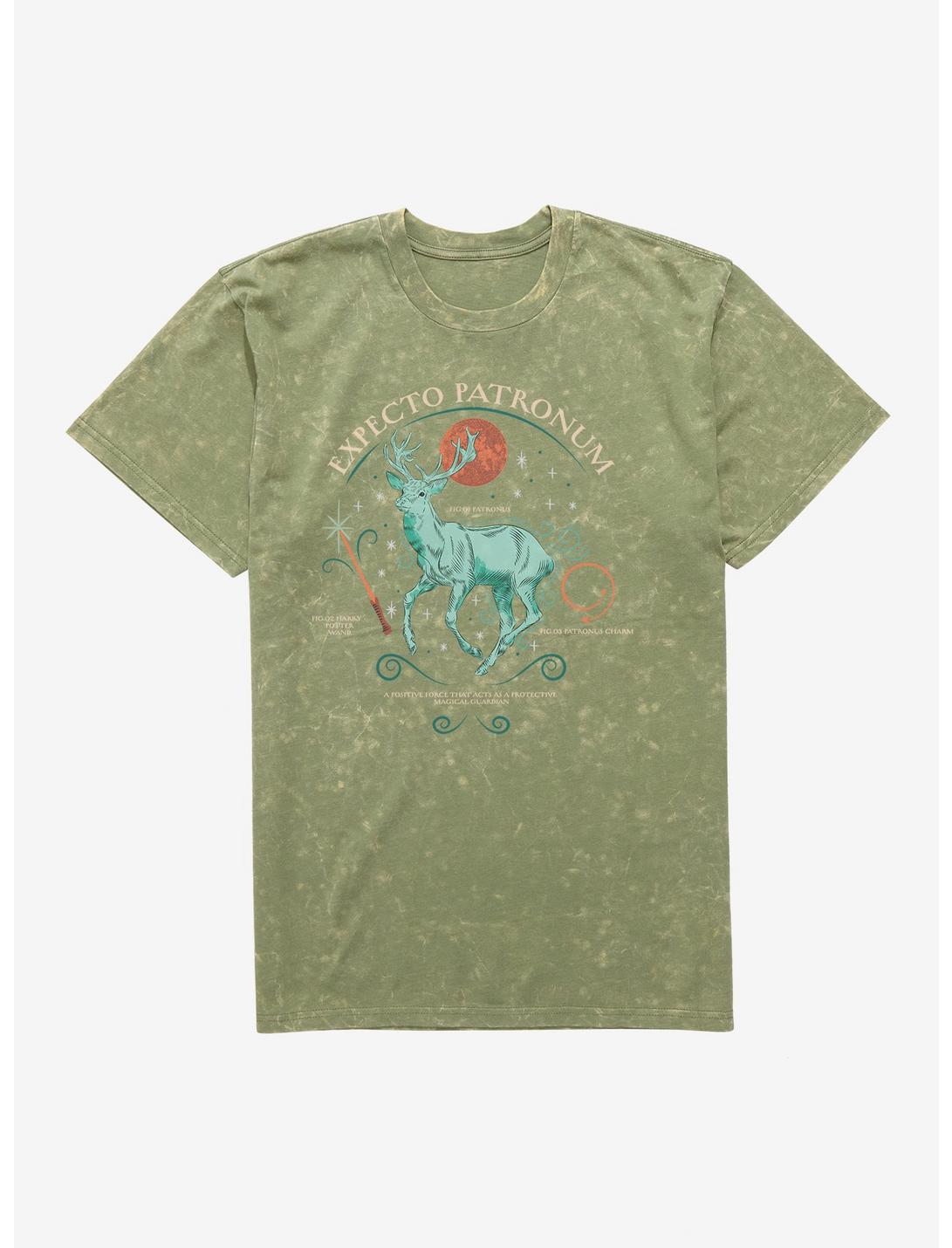 Harry Potter Expecto Patronum Deer Mineral Wash T-Shirt, MILITARY GREEN MINERAL WASH, hi-res