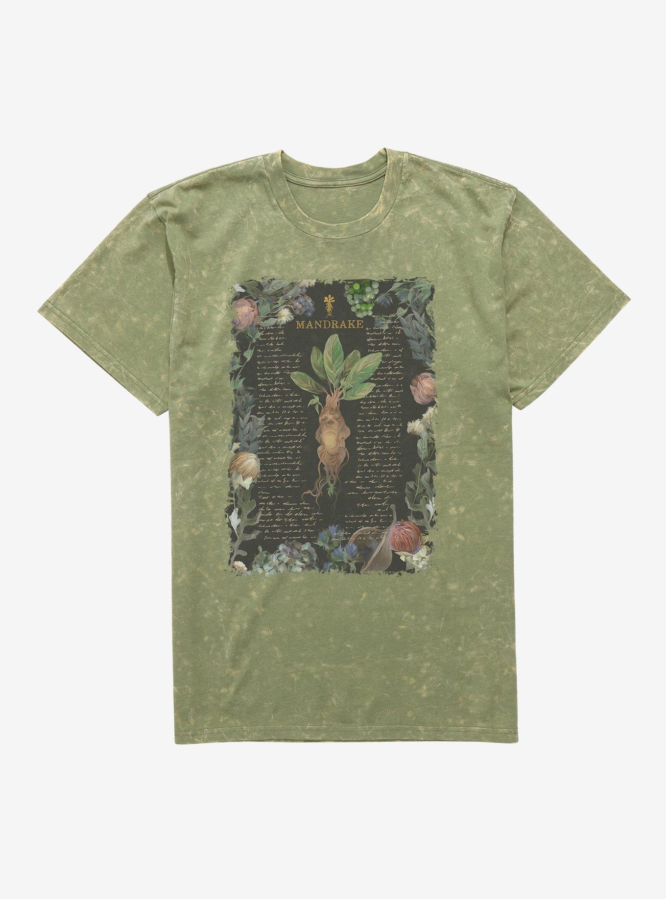 Harry Potter Mandrake Flowers Mineral Wash T-Shirt, MILITARY GREEN MINERAL WASH, hi-res