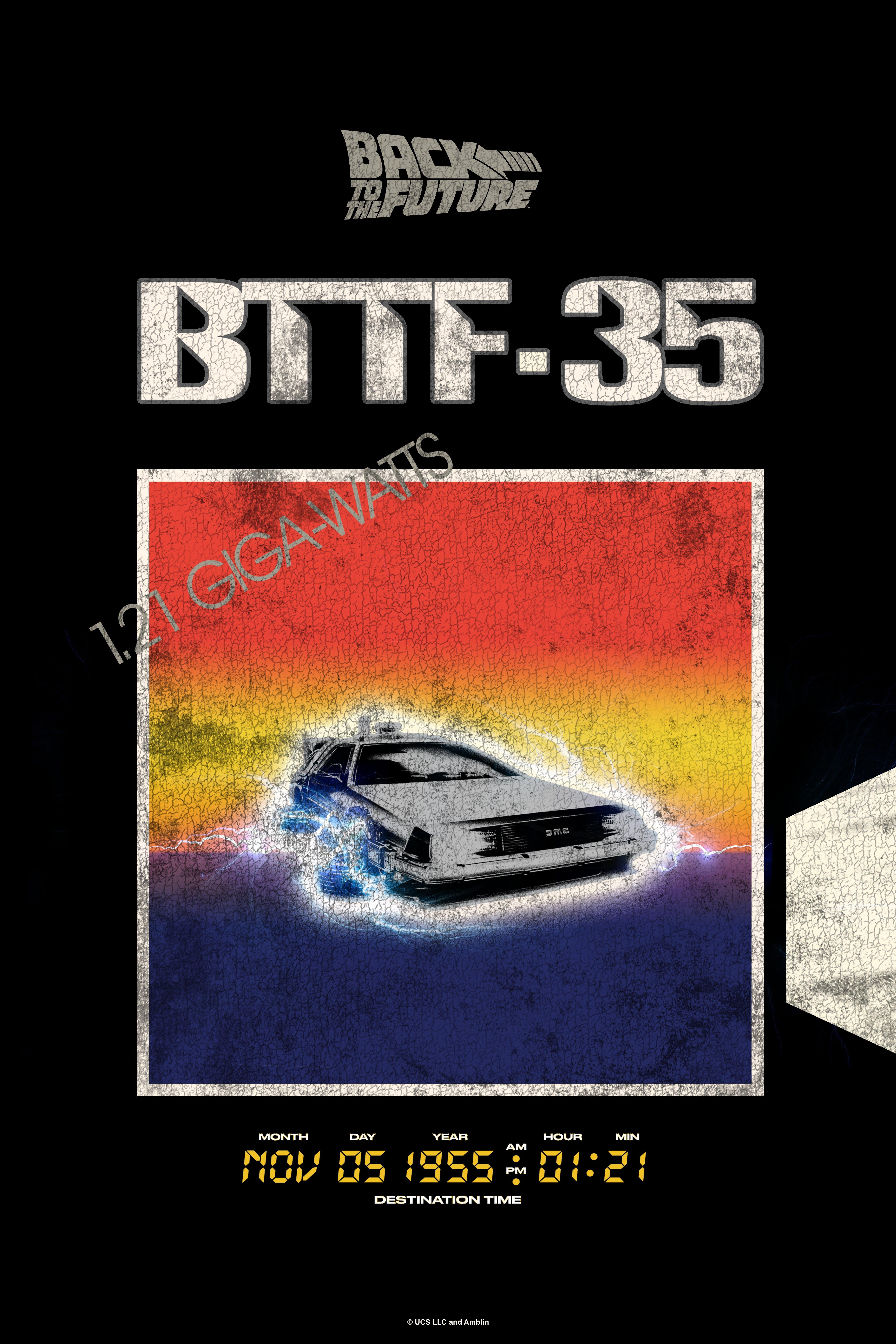 Back To The Future Delorean 1955 Destination Poster, WHITE, hi-res