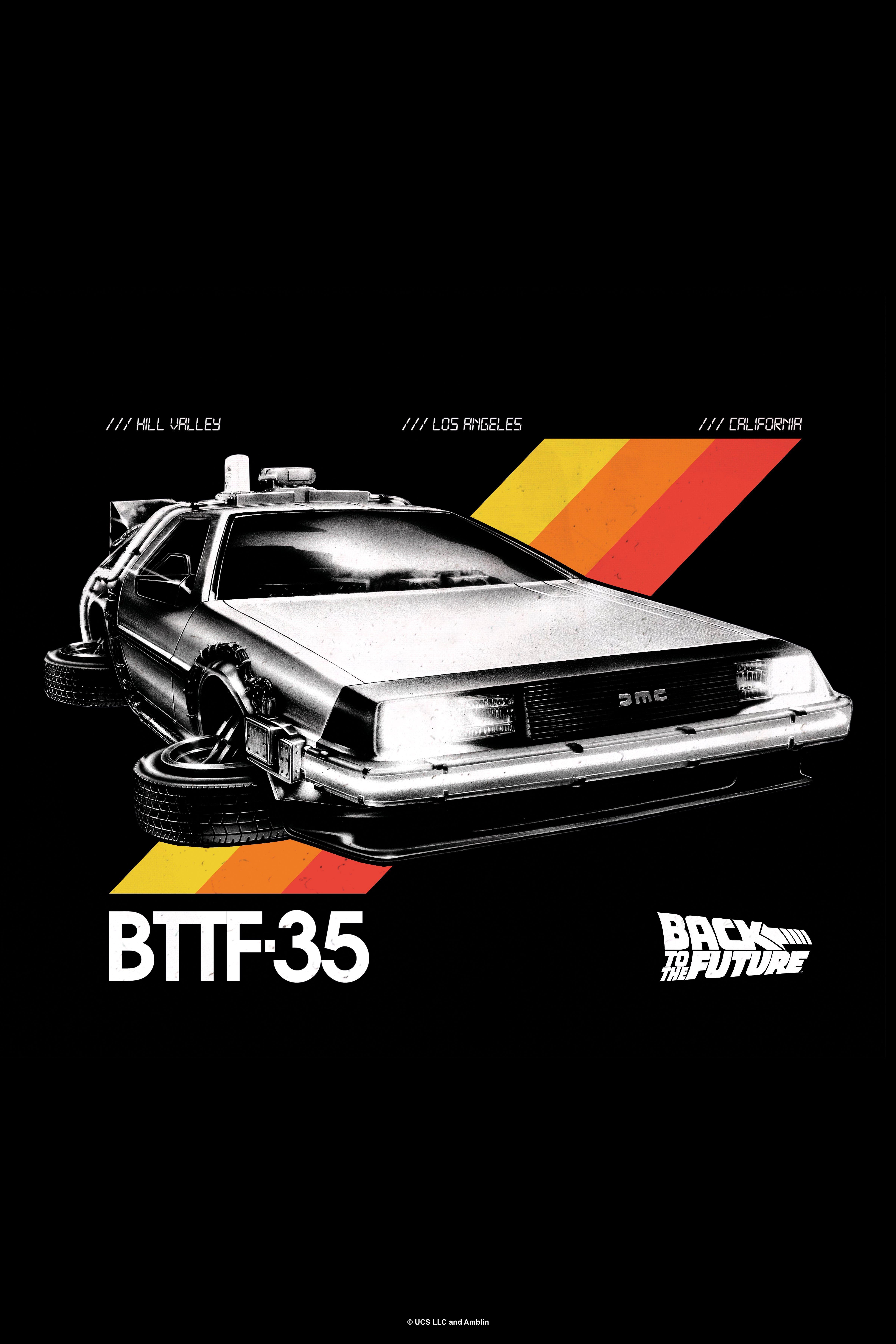 Back To The Future Delorean Flying Poster, WHITE, hi-res