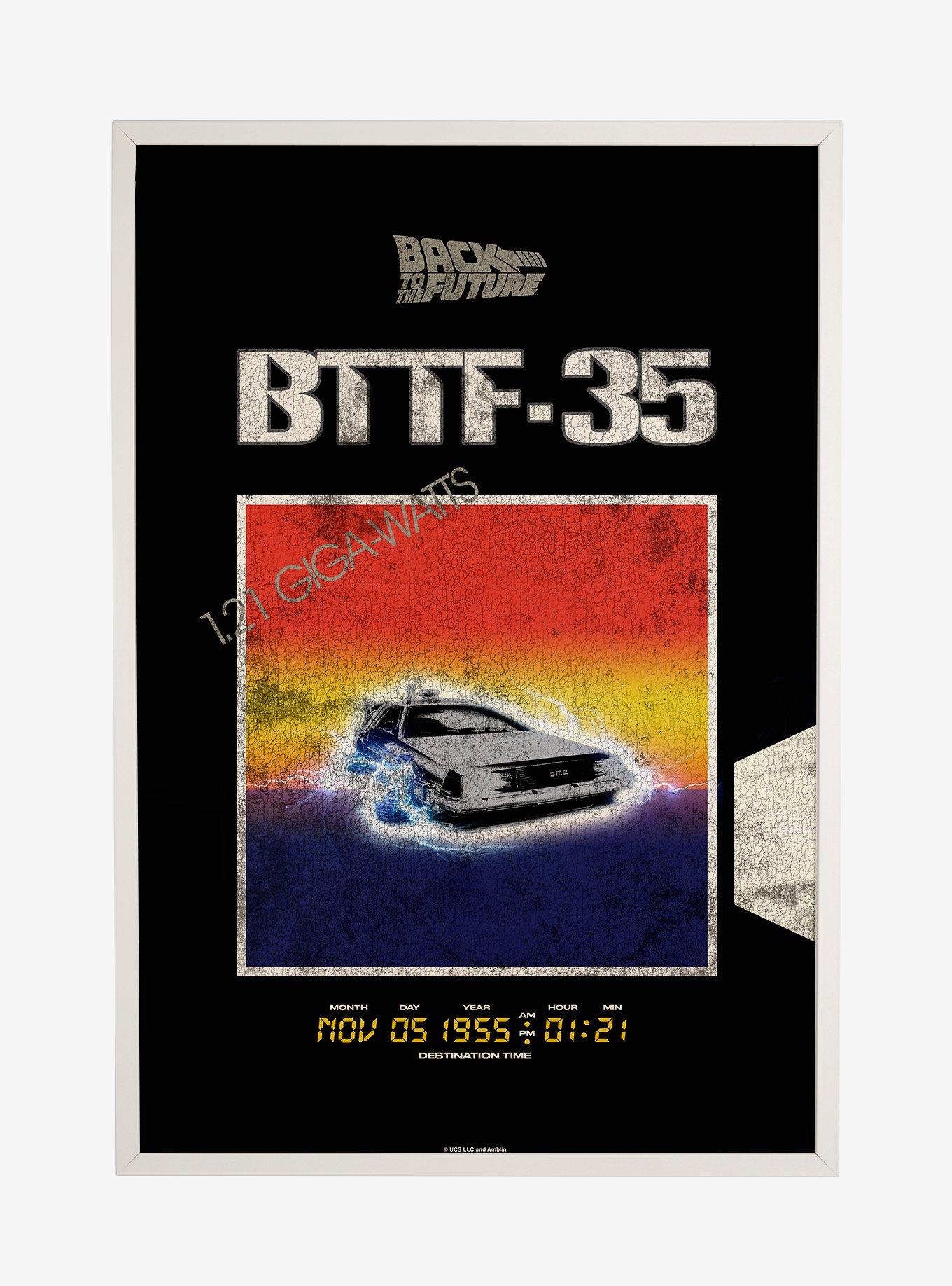 Back To The Future Delorean 1955 Destination Framed Poster, WHITE, hi-res