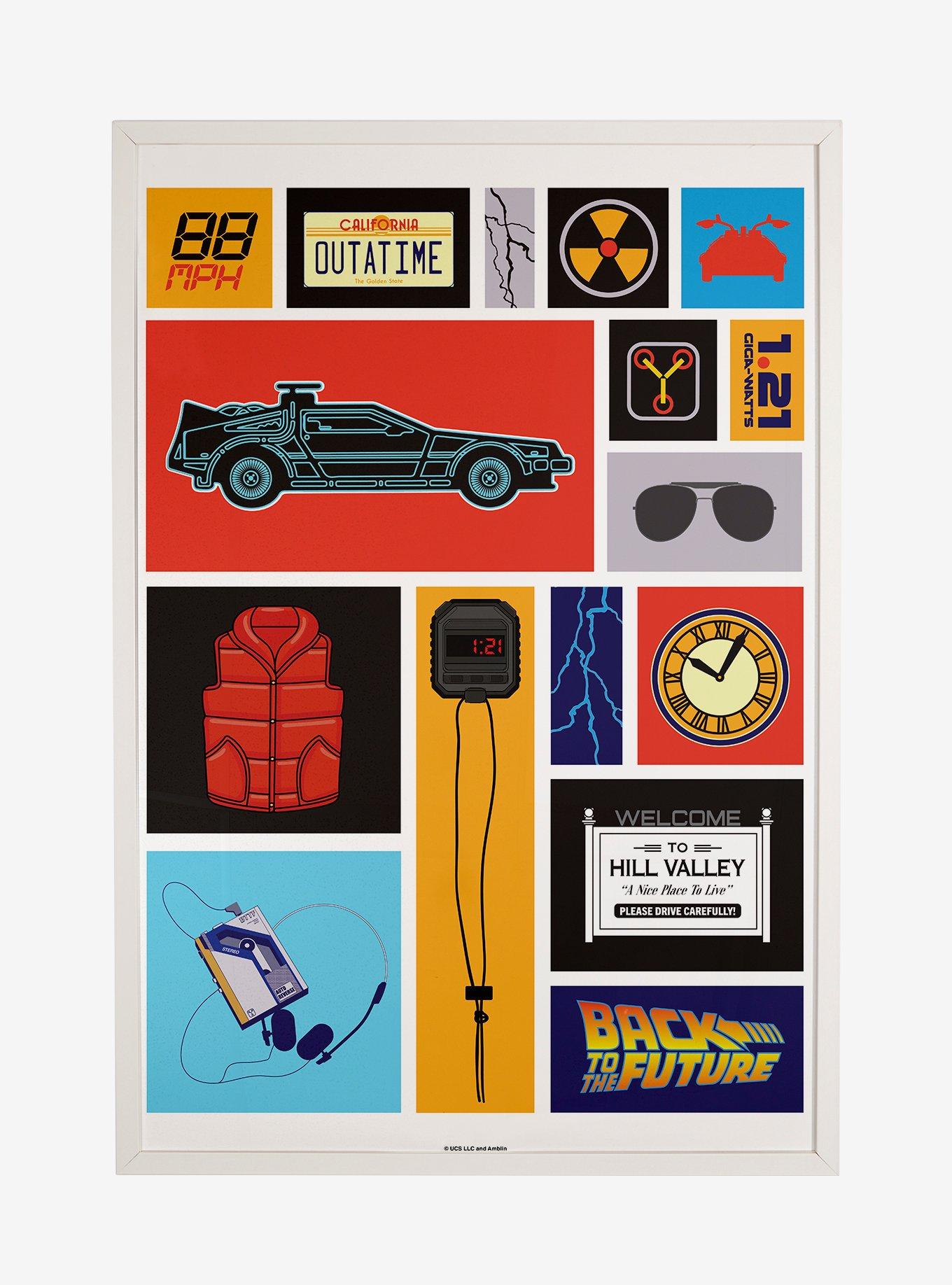 Back To The Future Icons Framed Poster, WHITE, hi-res