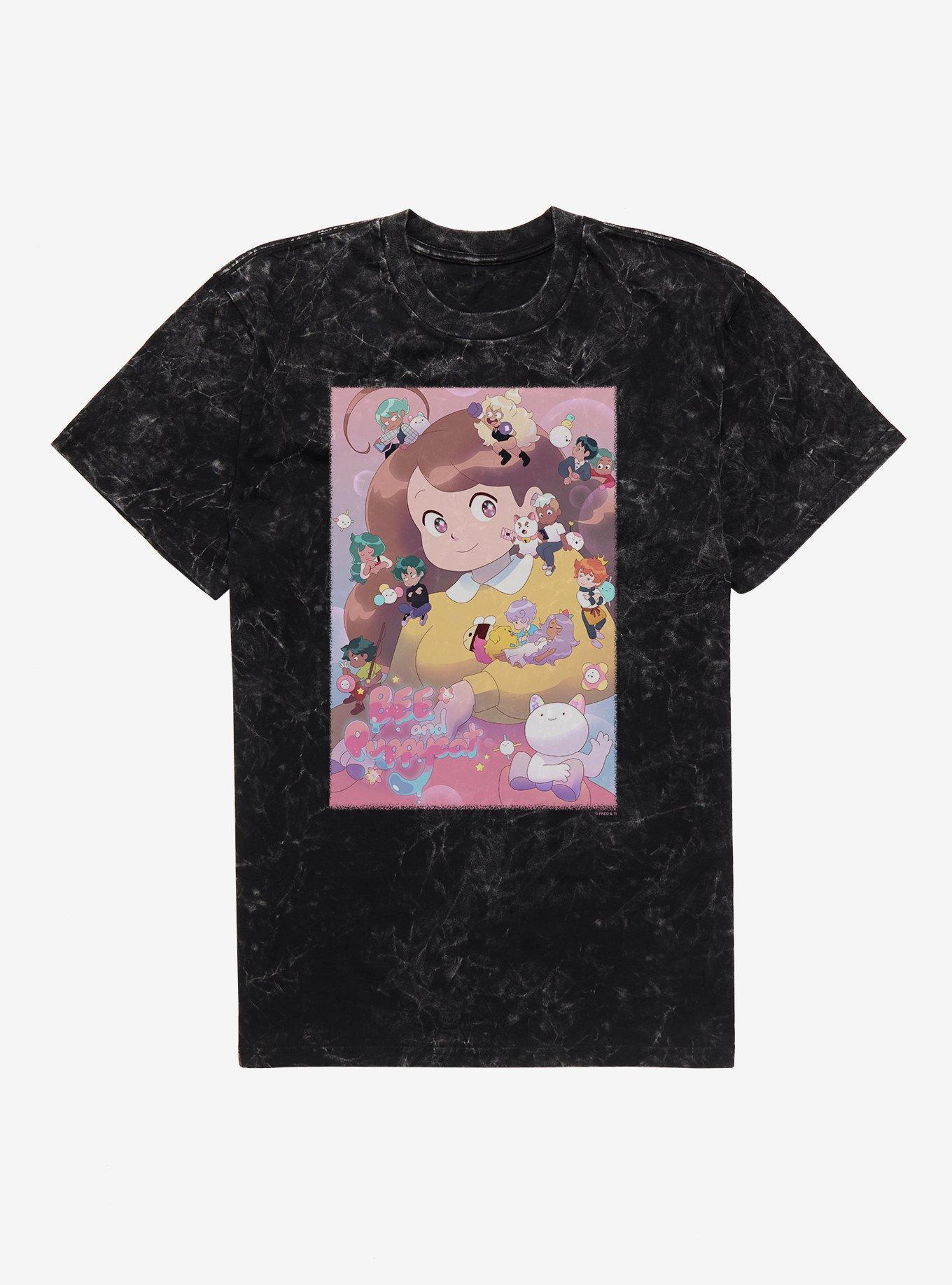 Bee And Puppycat Group Poster Mineral Wash T-Shirt, BLACK MINERAL WASH, hi-res