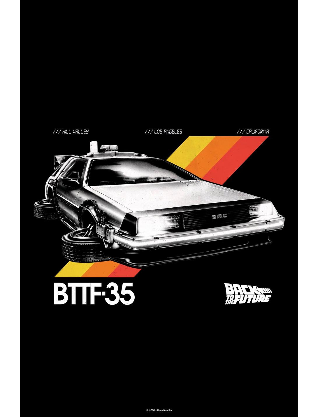 Back To The Future Delorean Flying Poster, WHITE, hi-res