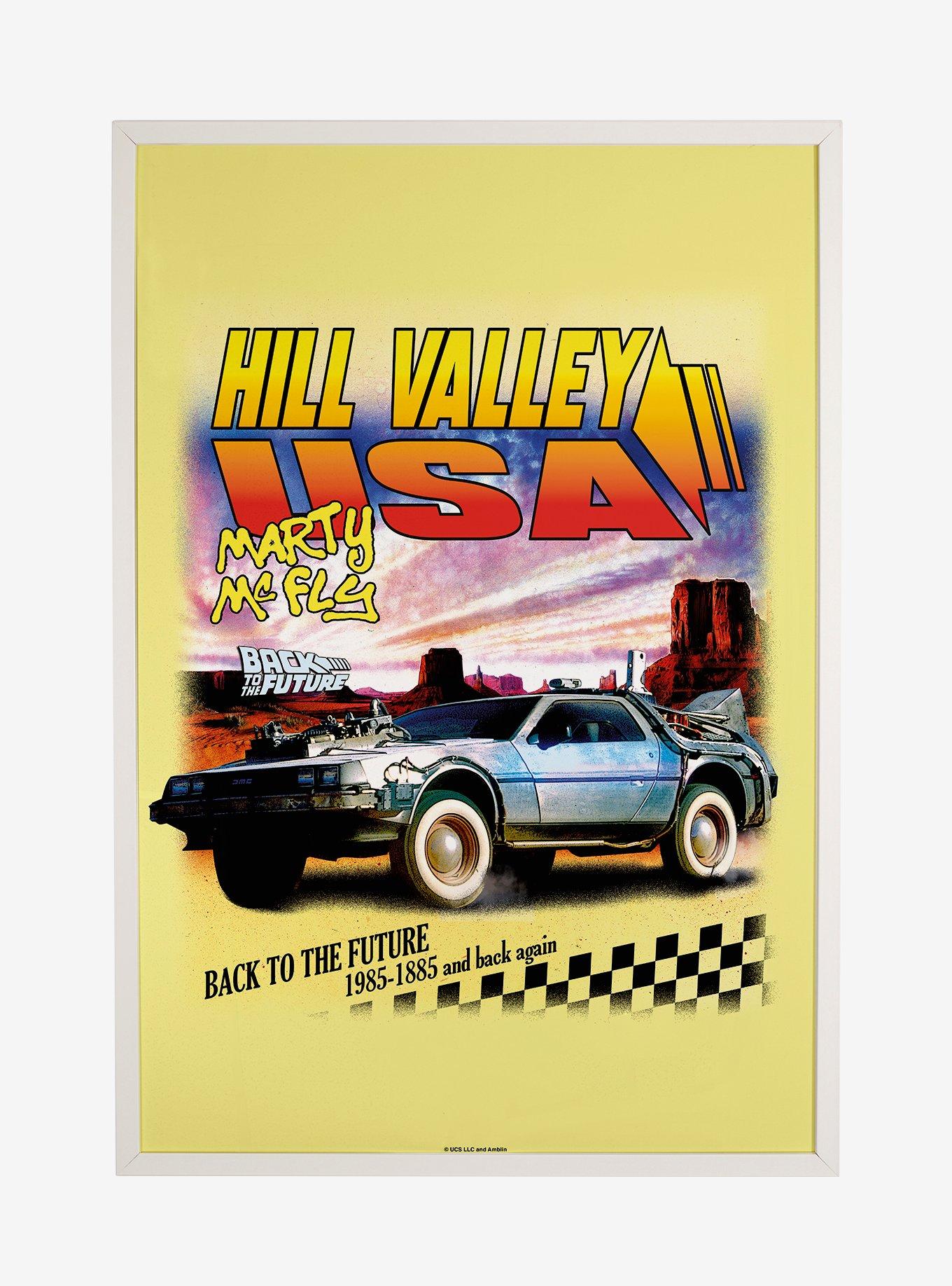 Back To The Future Hill Valley USA Marty McFly Framed Poster , WHITE, hi-res