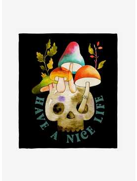 Mushroom Skull Nice Life Throw Blanket, , hi-res