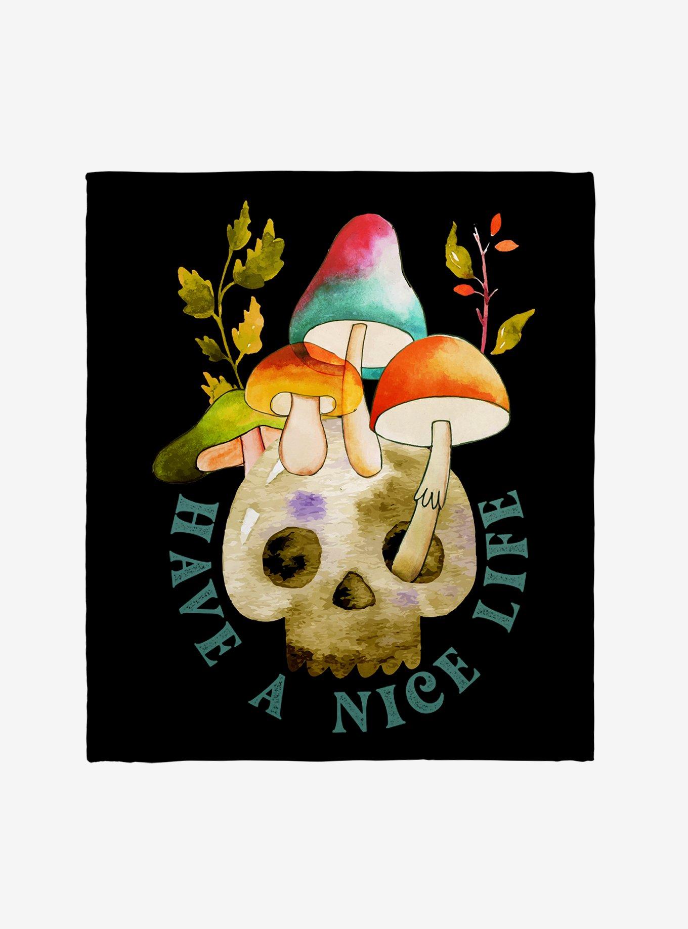 Mushroom Skull Nice Life Throw Blanket, , hi-res
