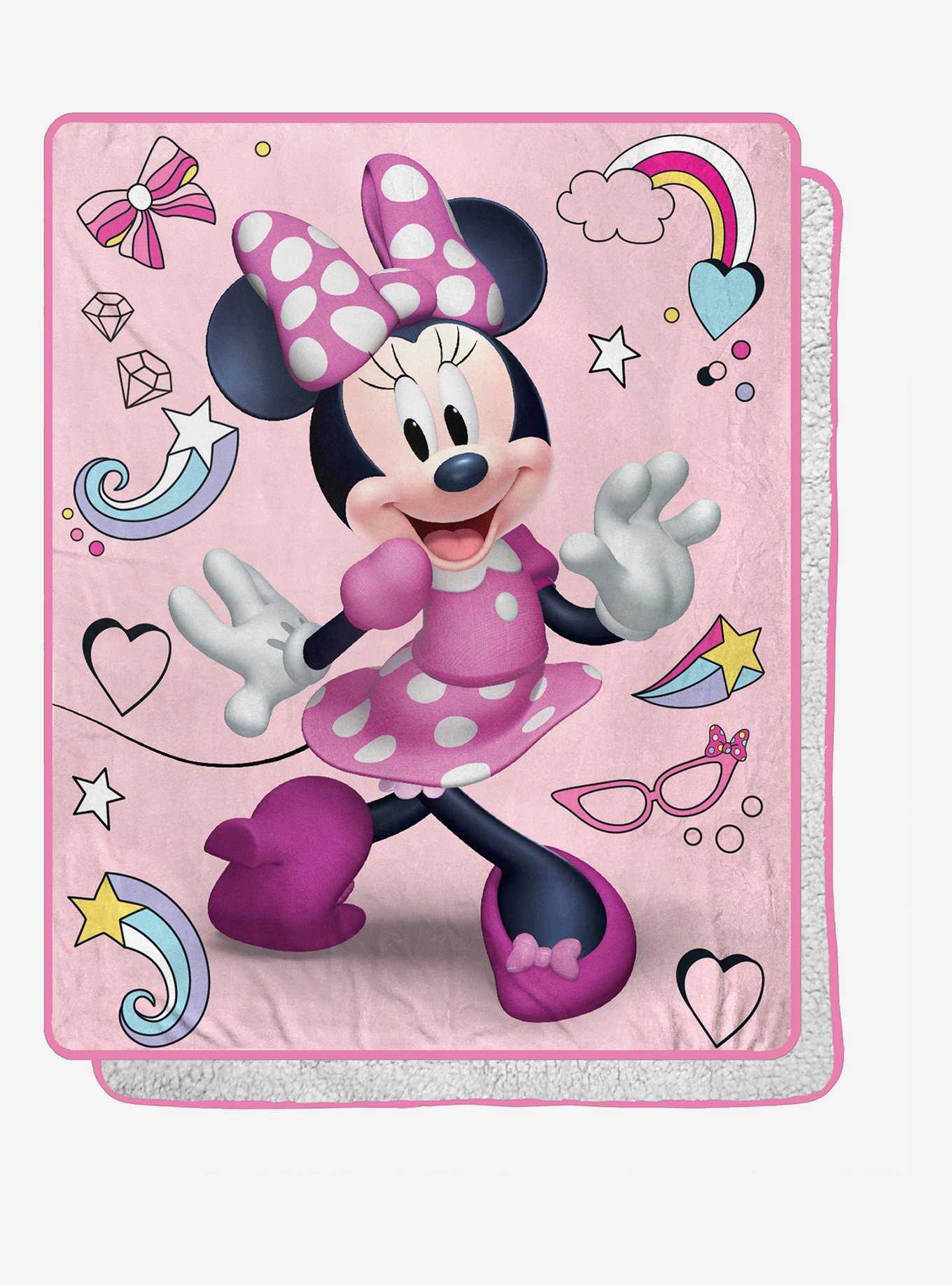 Disney Minnie Mouse Shooting Stars Silk Touch Sherpa Throw Blanket, , hi-res