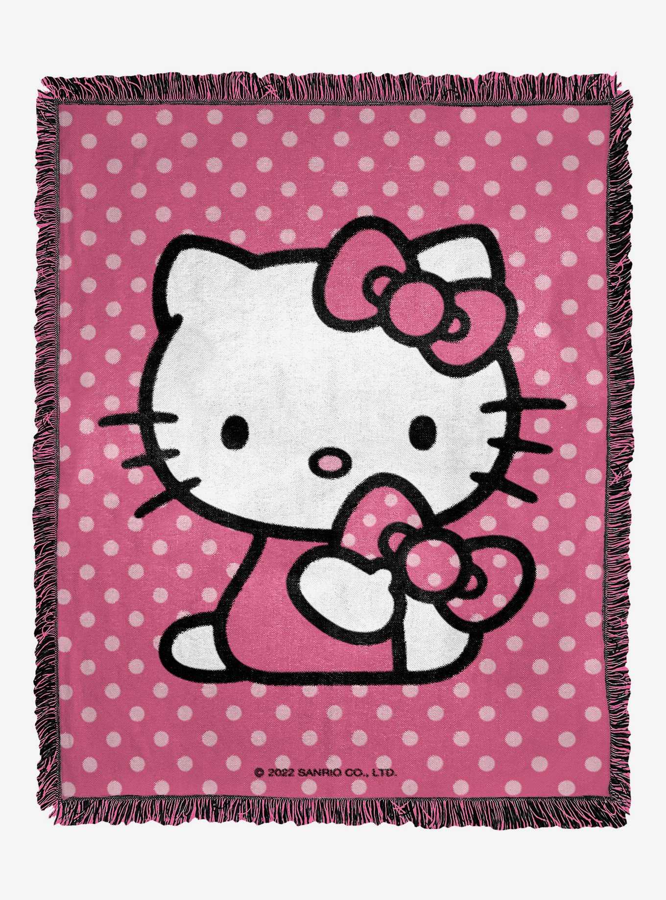 Hello Kitty Perfect Polka Dots Woven Jacquard Throw Blanket, , hi-res