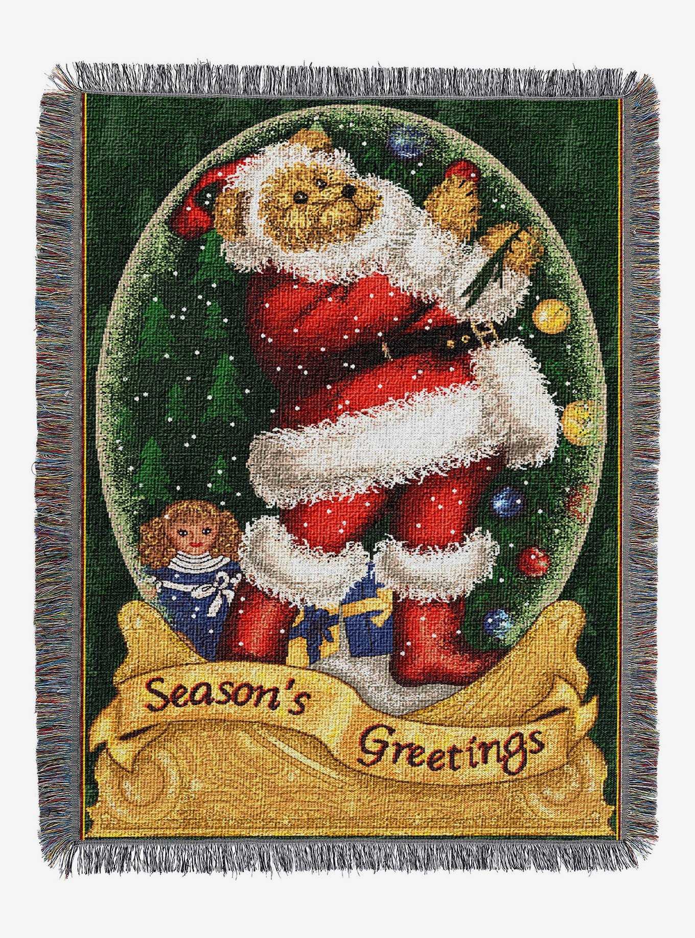 Snow Globe Teddy Holiday Woven Tapestry Throw Blanket, , hi-res