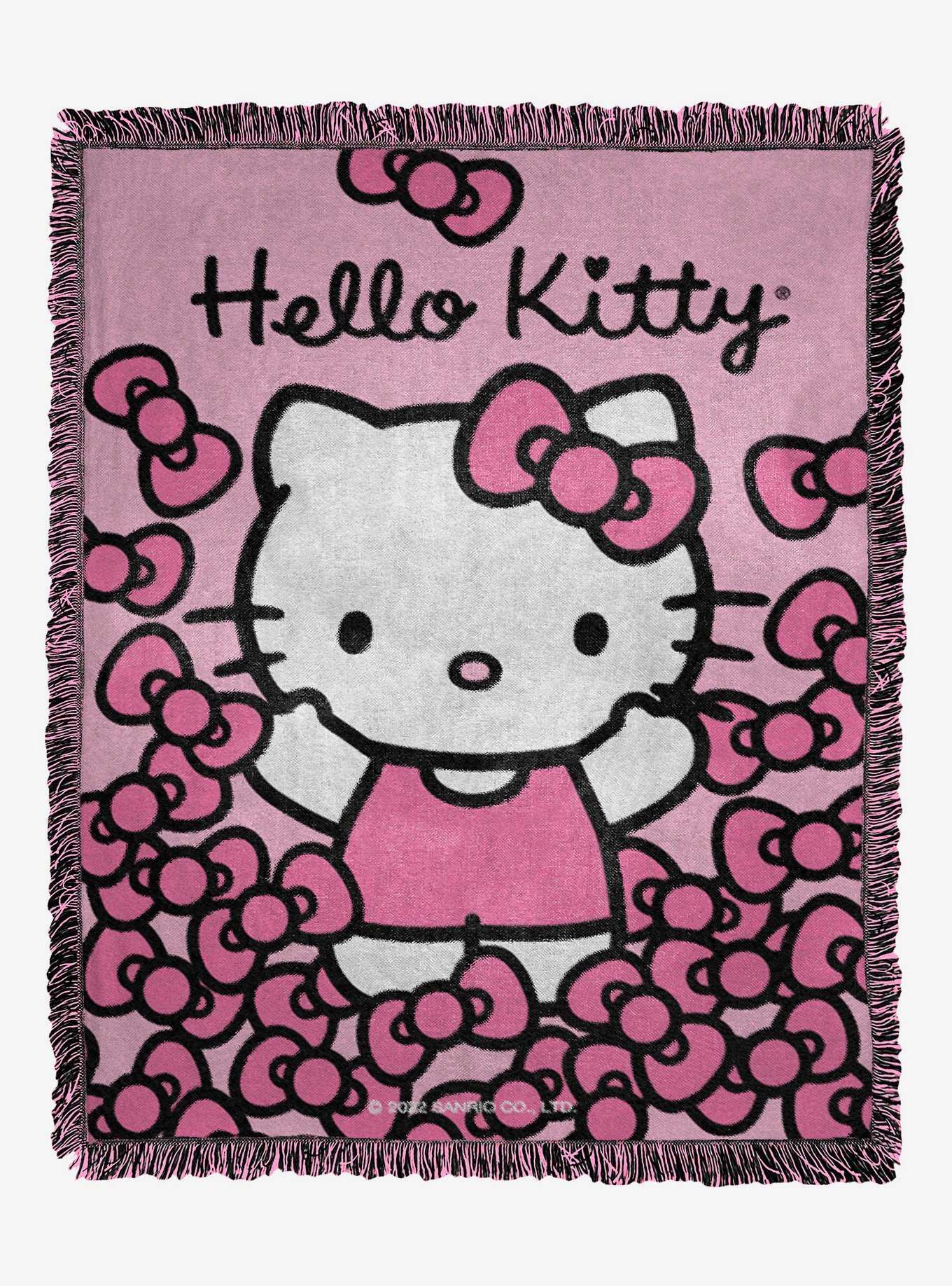Hello Kitty More Bows Woven Jacquard Throw Blanket, , hi-res