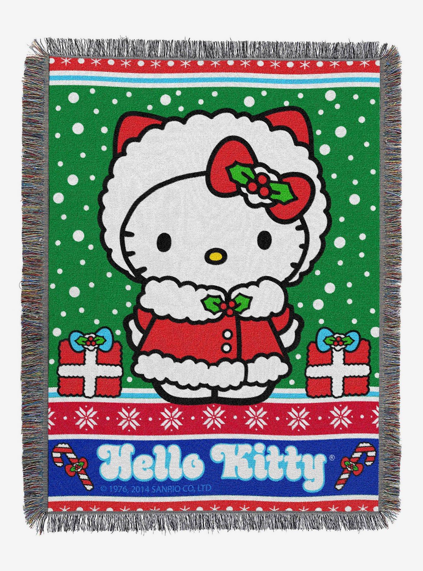 Hello Kitty Snowy Kitty Woven Tapestry Throw Blanket, , hi-res