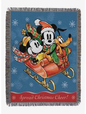 Disney Mickey Mouse Sleigh Ride Woven Tapestry Throw Blanket, , hi-res