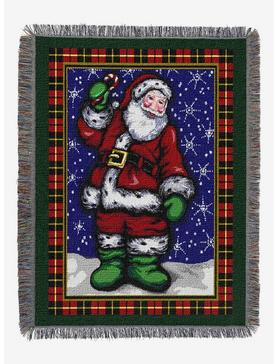Plaid Santa Holiday Woven Tapestry Throw Blanket, , hi-res