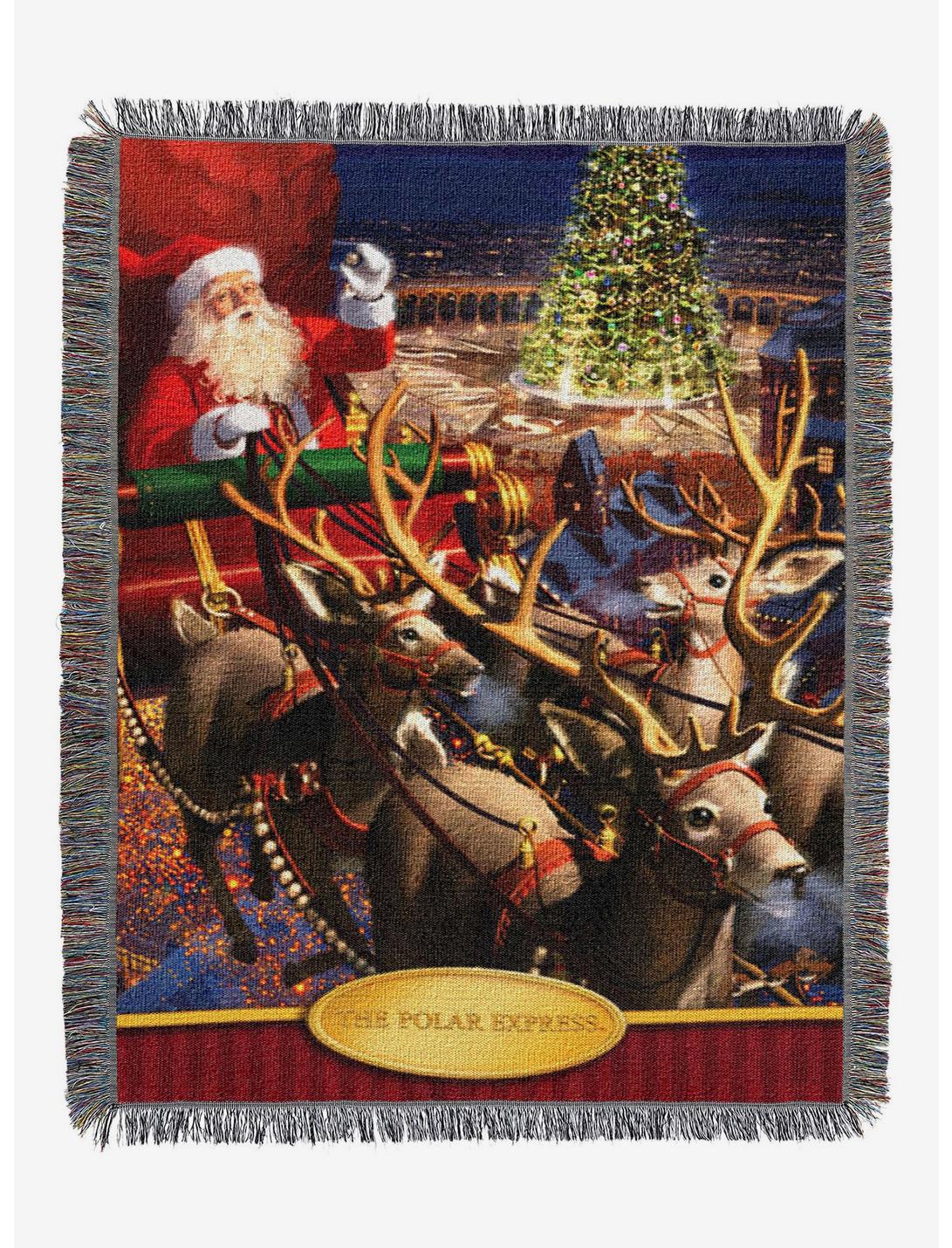 The Polar Express Santa Flight Woven Tapestry Throw Blanket, , hi-res