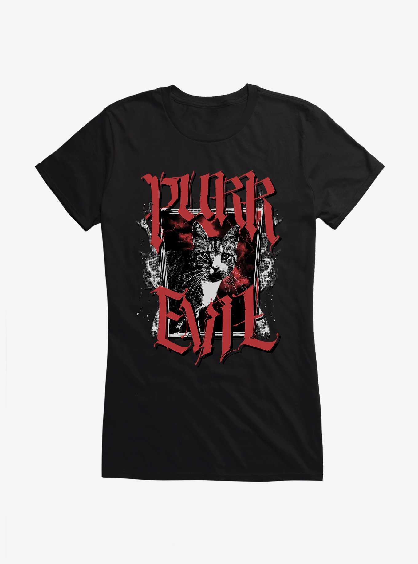 Cat Purr Evil Goth Frame Girls T-Shirt, , hi-res