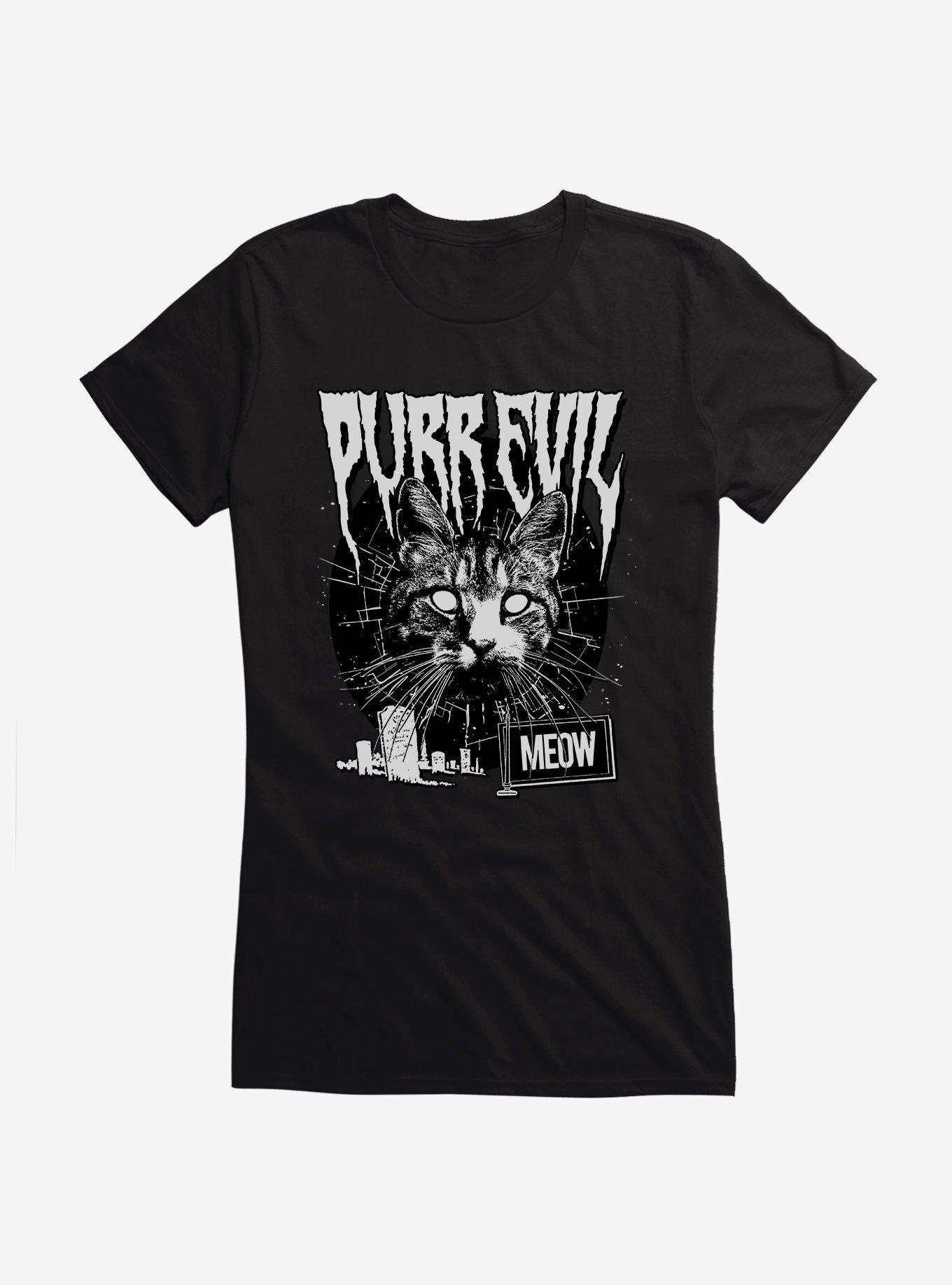 Cat Purr Evil Punk Meow Girls T-Shirt, , hi-res