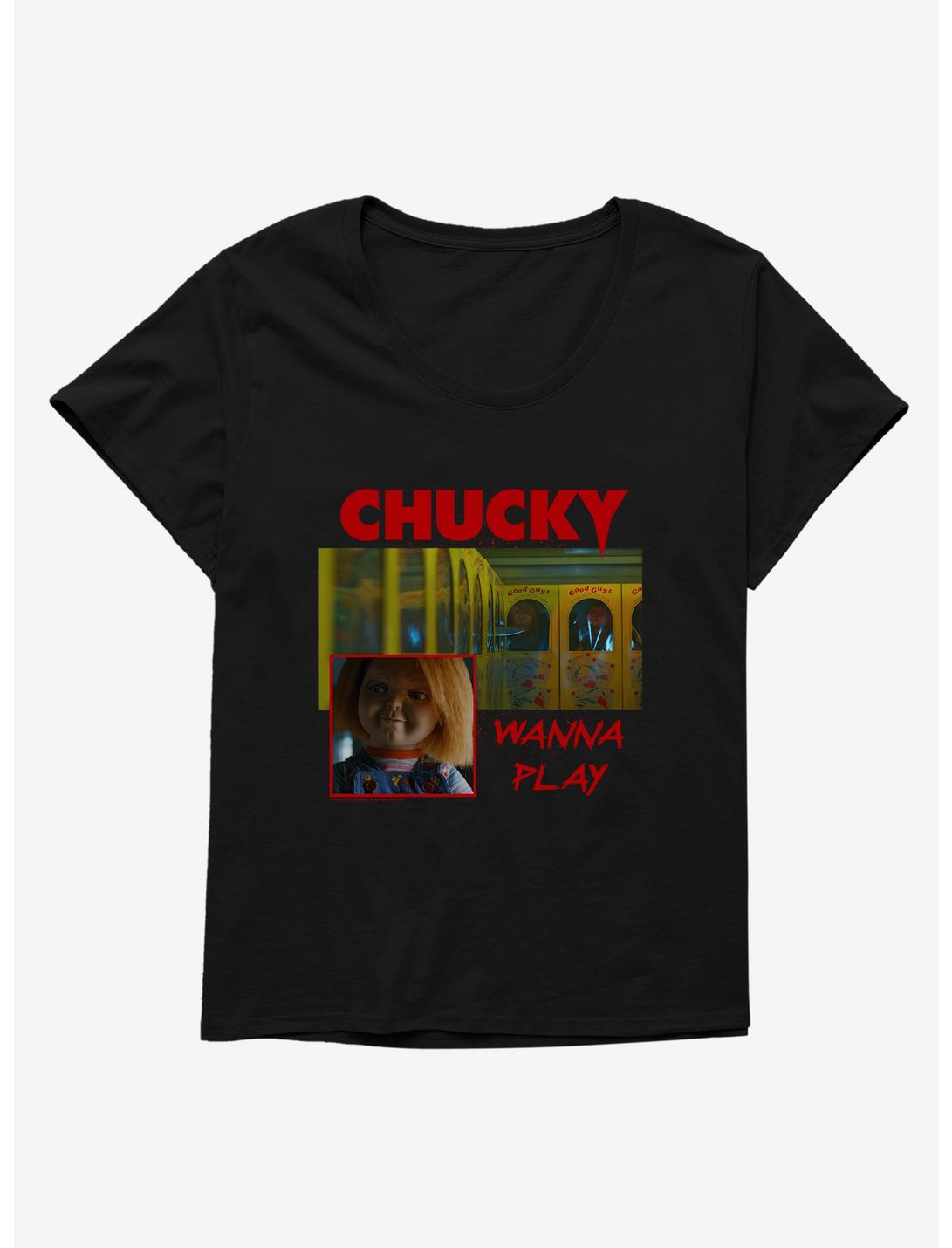 Chucky TV Series Good Guys Wanna Play Girls T-Shirt Plus Size, BLACK, hi-res