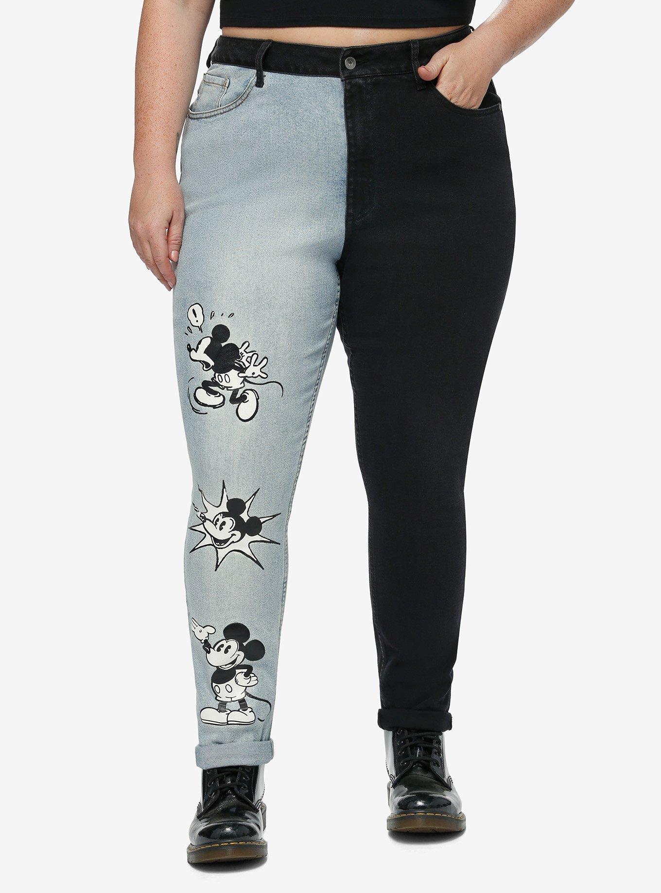 Disney Mickey Mouse Classic Split Mom Jeans Plus Size, , hi-res