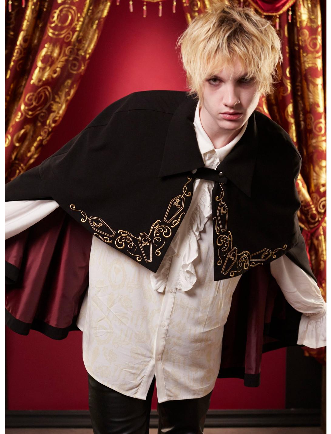 Interview With The Vampire Coffins Tiered Cape, BLACK, hi-res