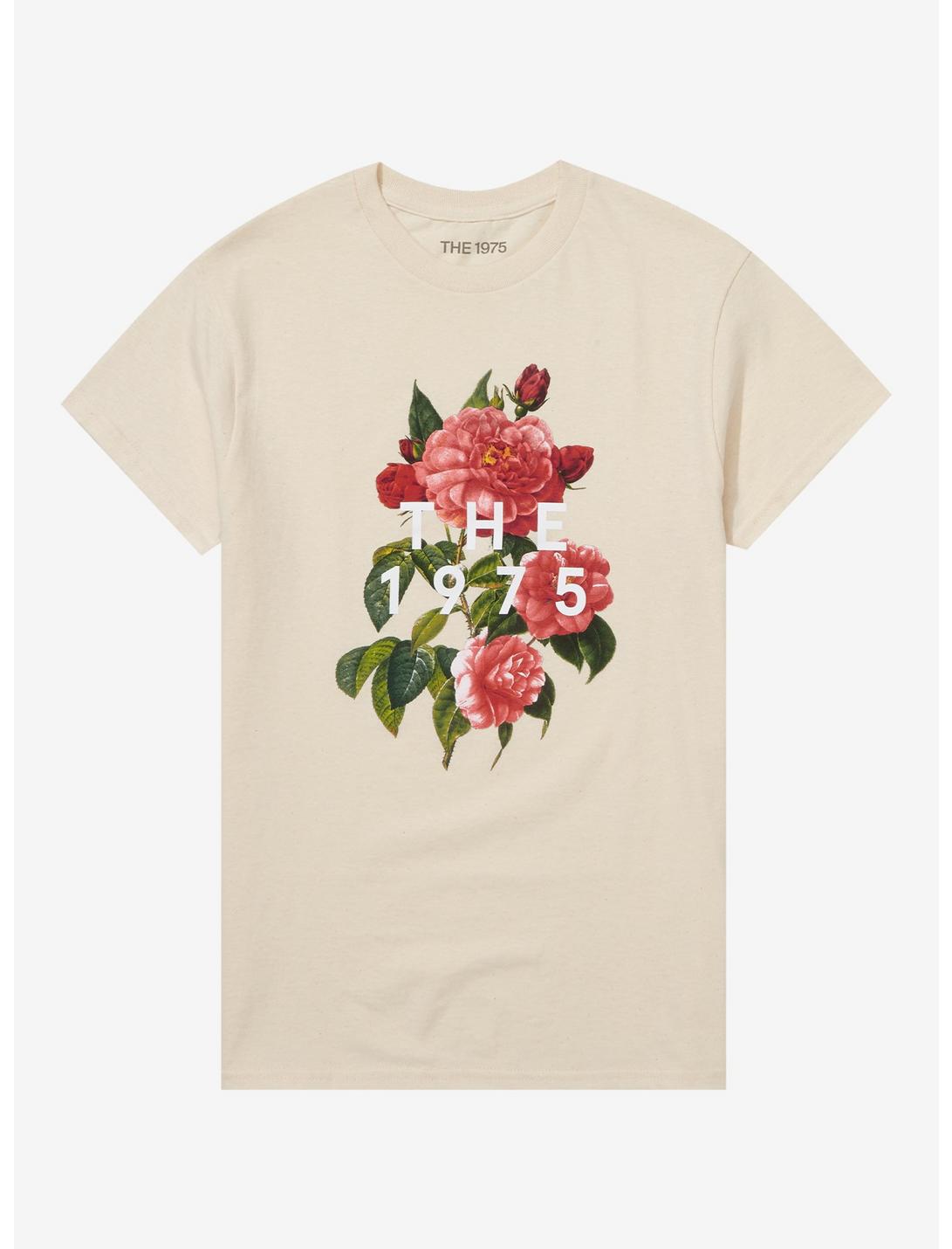 The 1975 Floral Logo Boyfriend Fit Girls T-Shirt, NATURAL, hi-res