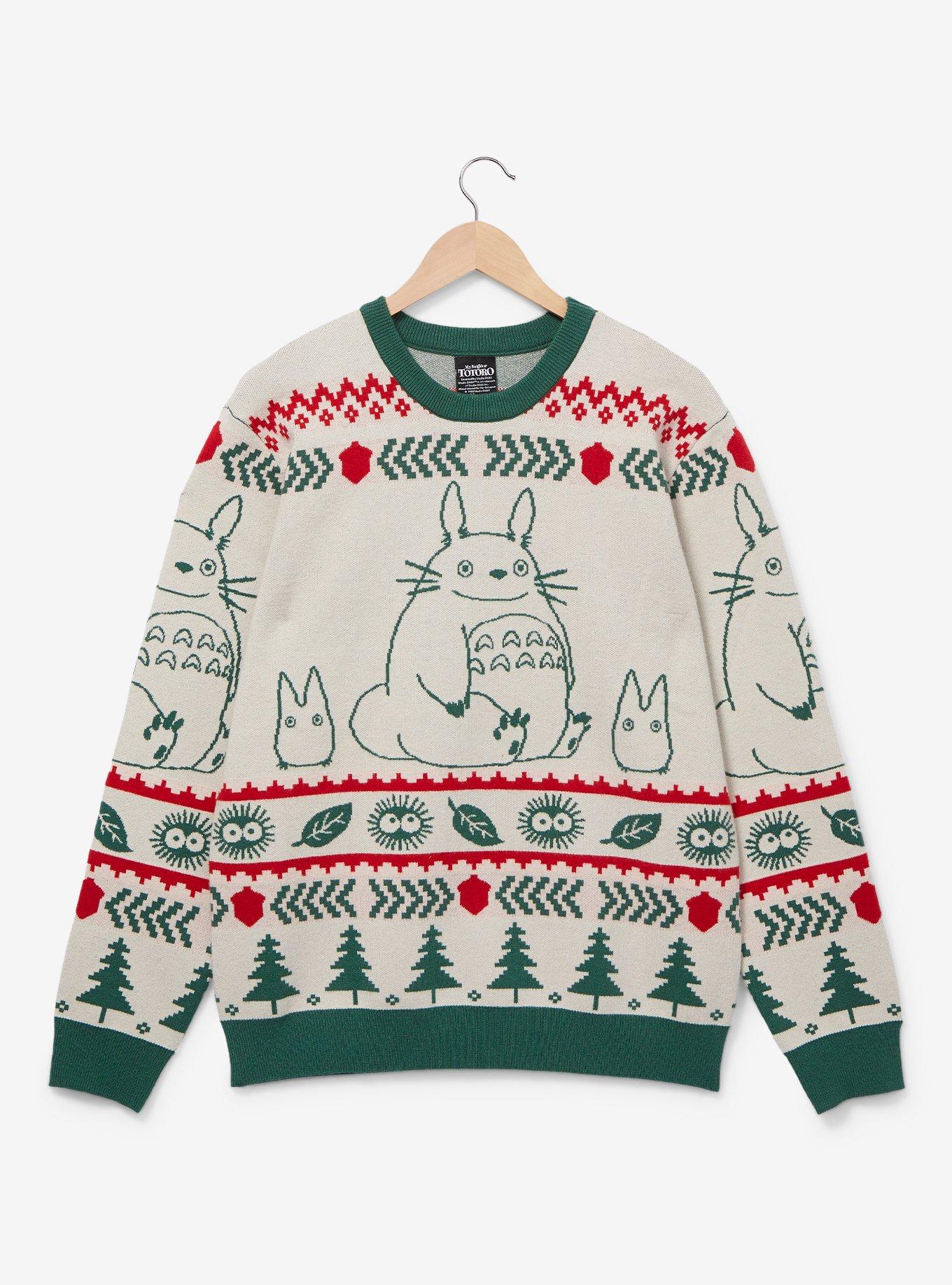 Studio Ghibli My Neighbor Totoro Forest Spirits Holiday Sweater - BoxLunch Exclusive, OFF WHITE, hi-res