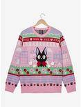 Studio Ghibli Kiki's Delivery Service Jiji Floral Portrait Holiday Sweater - BoxLunch Exclusive, PINK, hi-res
