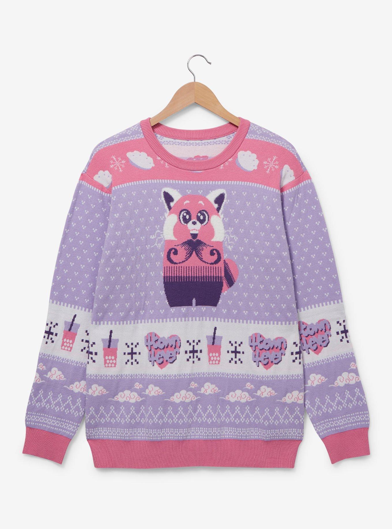 Disney Pixar Turning Red Mei Red Panda Holiday Sweater - BoxLunch Exclusive, LILAC, hi-res