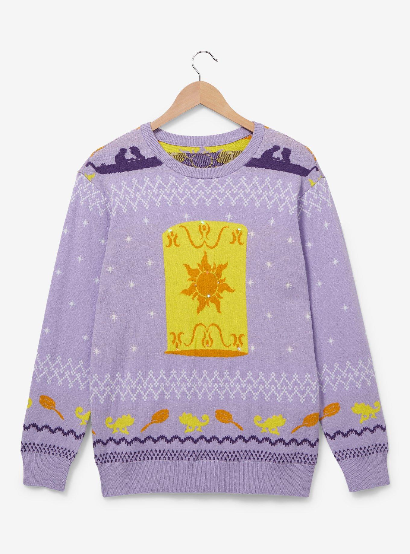 Disney Tangled Paper Lantern Holiday Sweater - BoxLunch Exclusive , LILAC, hi-res
