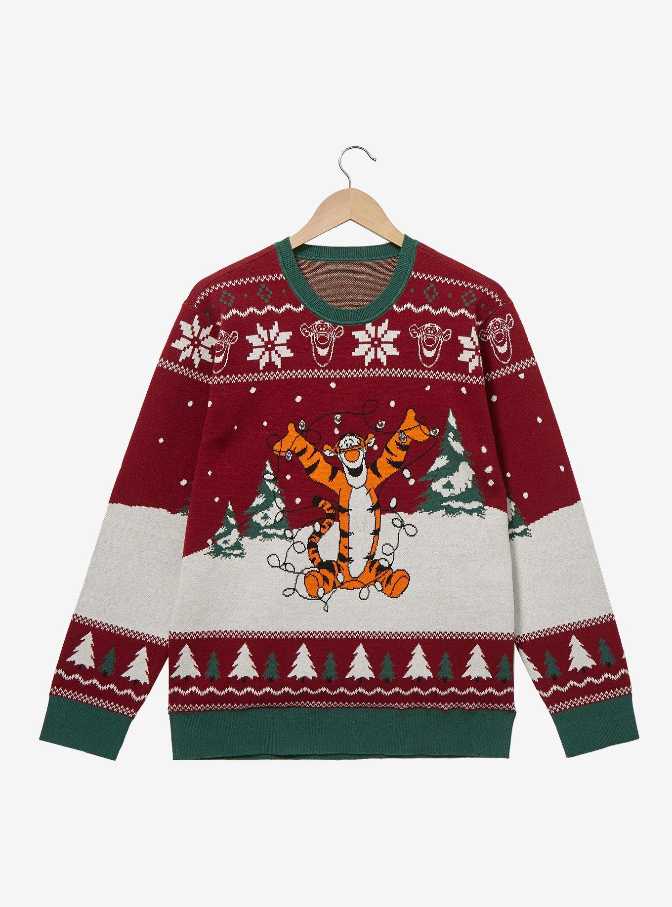 Disney Winnie the Pooh Tigger Holiday Lights Light-Up Sweater - BoxLunch Exclusive, RED, hi-res