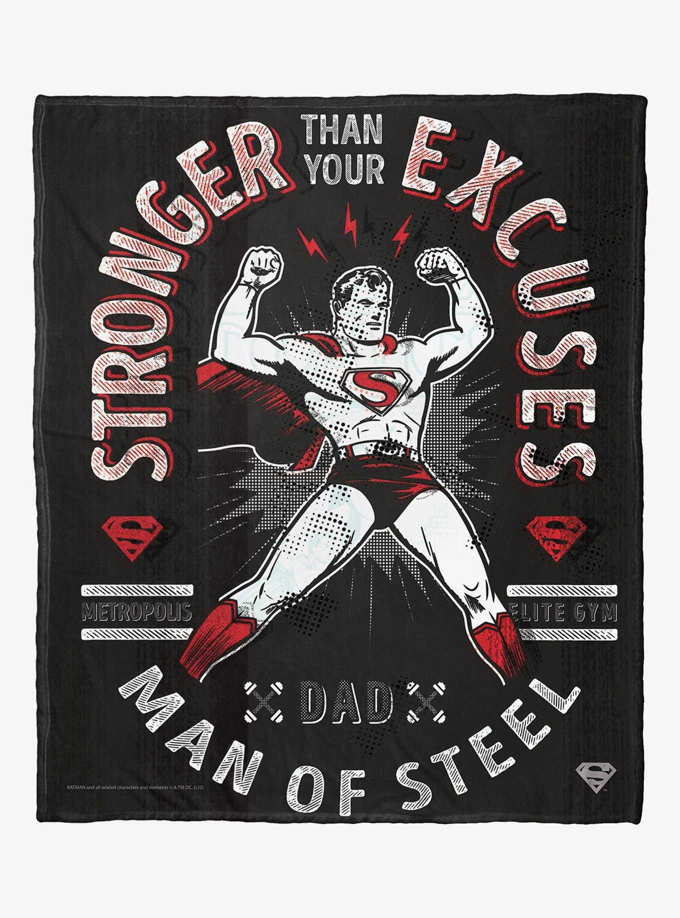 DC Comics Superman Stronger Than Excuses Blanket, , hi-res