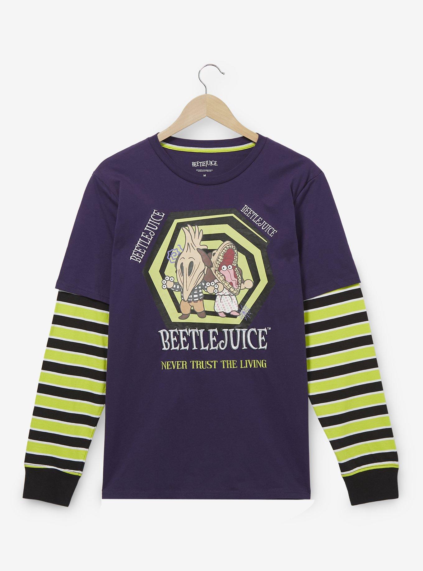 Beetlejuice Barbara & Adam Spiral Layered Long Sleeve T-Shirt - BoxLunch Exclusive, MULTI, hi-res