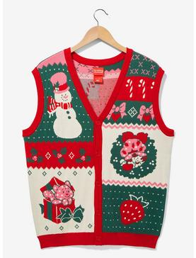 Strawberry Shortcake Holiday Icons Button-Up Sweater Vest - BoxLunch Exclusive, , hi-res