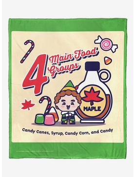 Elf Four Main Food Groups Cartoon Throw Blanket, , hi-res