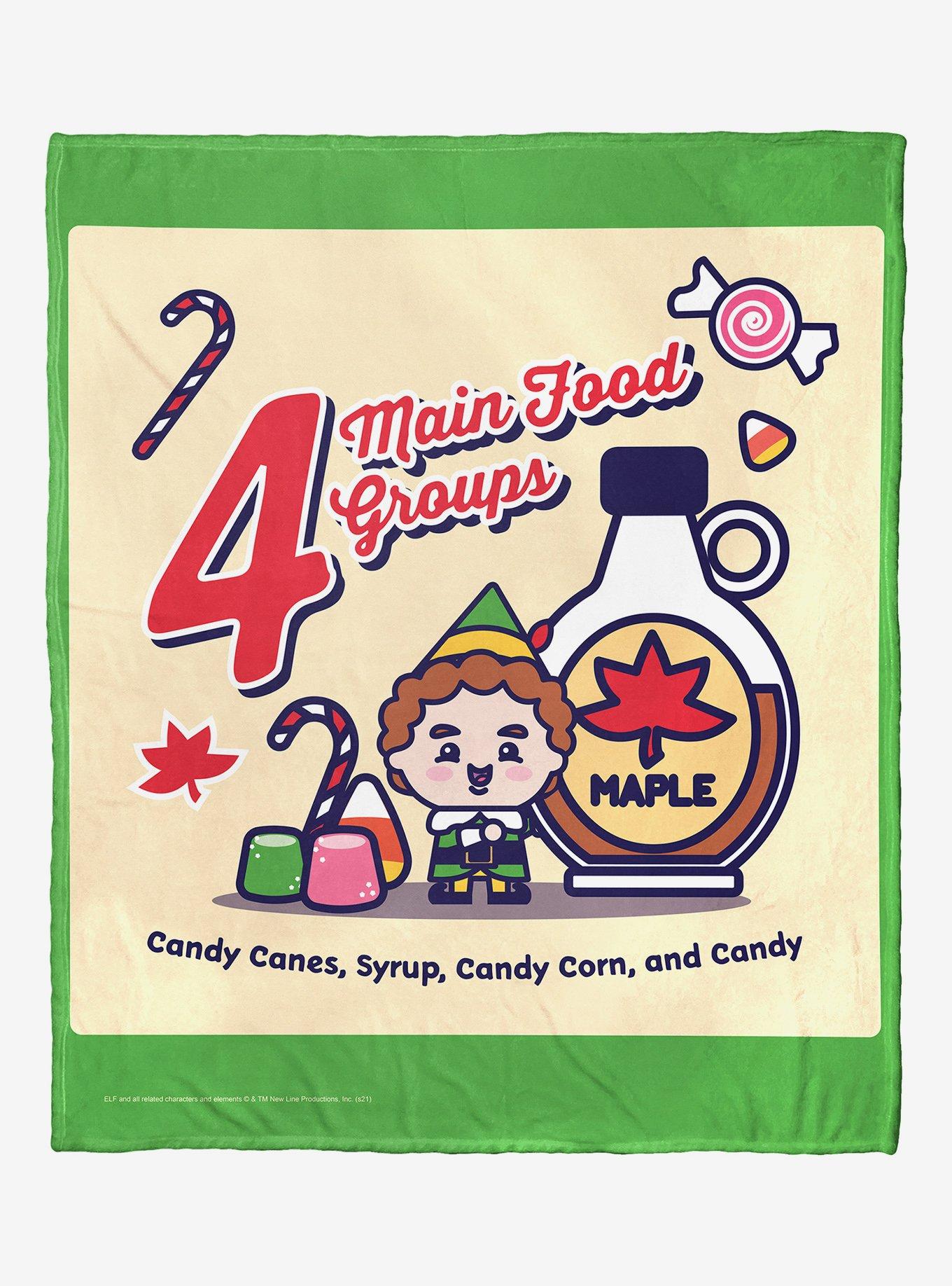 Elf Four Main Food Groups Cartoon Throw Blanket, , hi-res