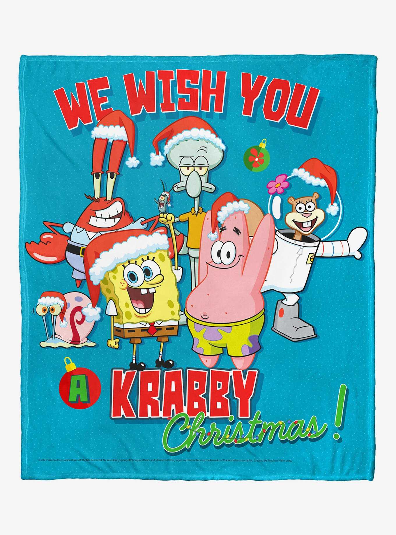 SpongeBob SquarePants Krabby Christmas Throw Blanket, , hi-res
