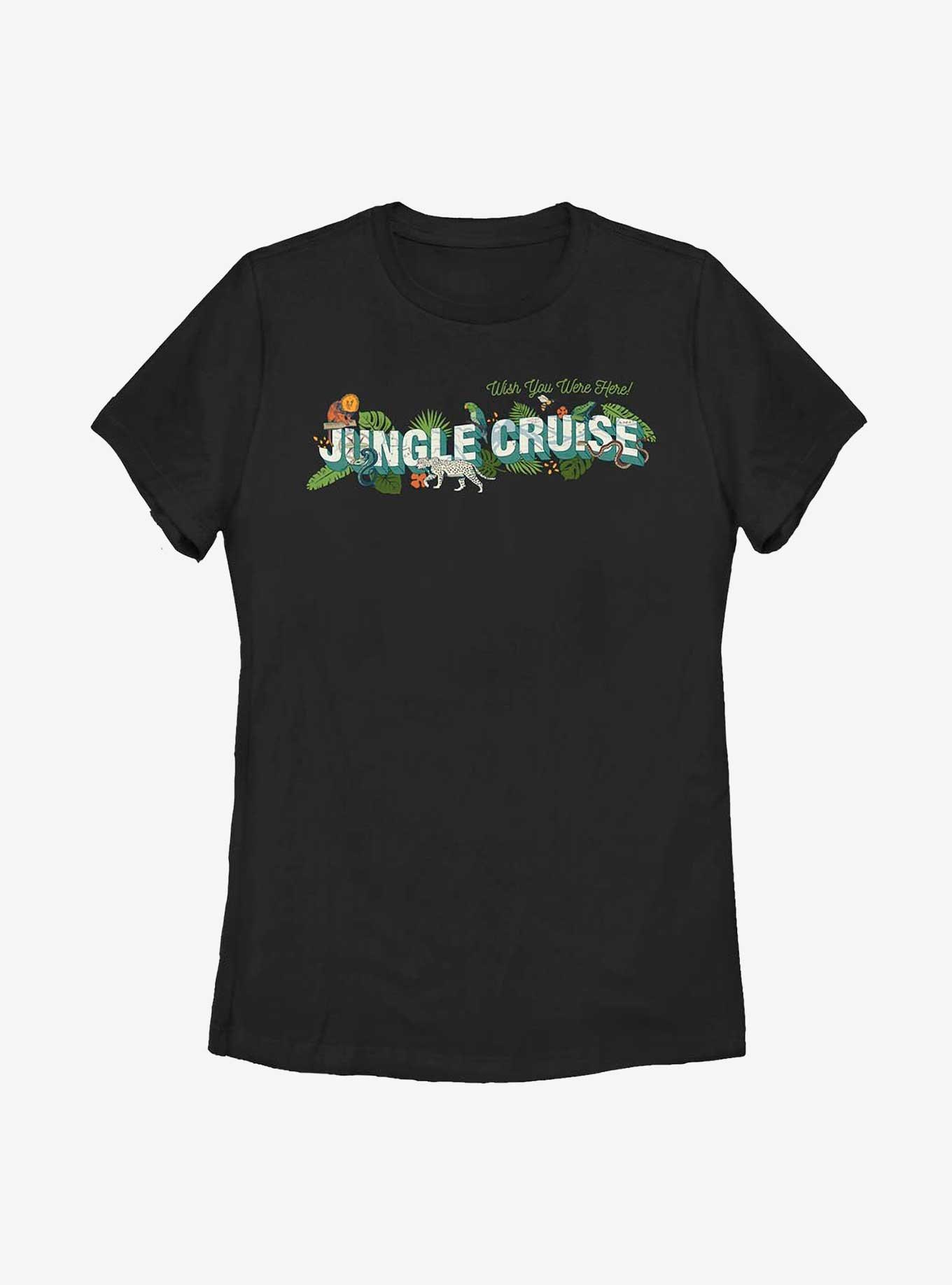 Disney Jungle Cruise Wish You Were Here Postcard Womens T-Shirt, BLACK, hi-res