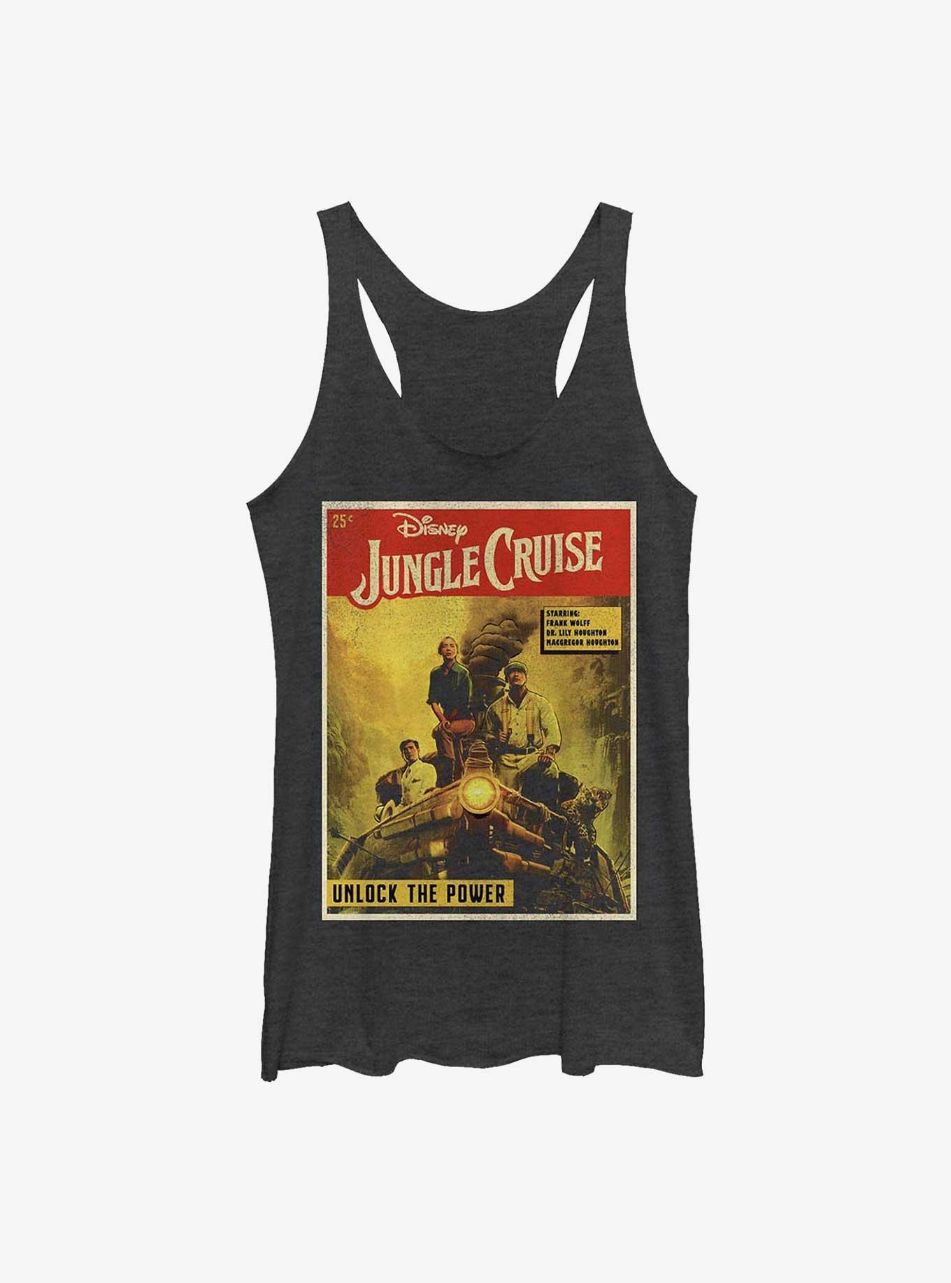 Disney Jungle Cruise Vintage Poster Womens Tank Top, BLK HTR, hi-res