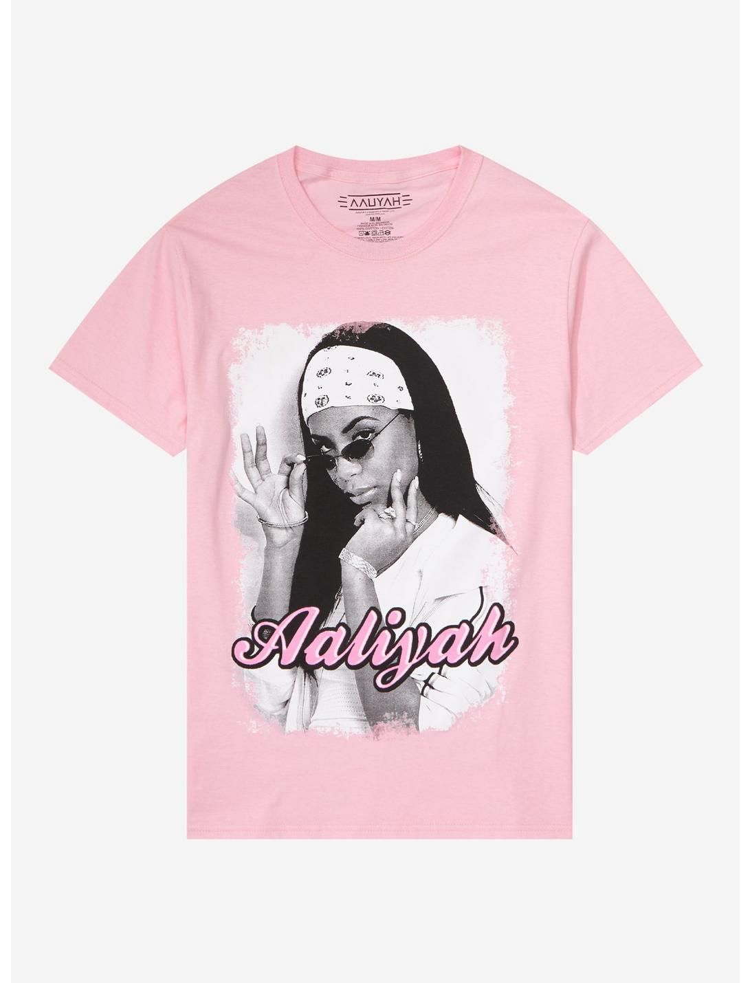 Aaliyah Portrait Boyfriend Fit Girls T-Shirt, LIGHT PINK, hi-res