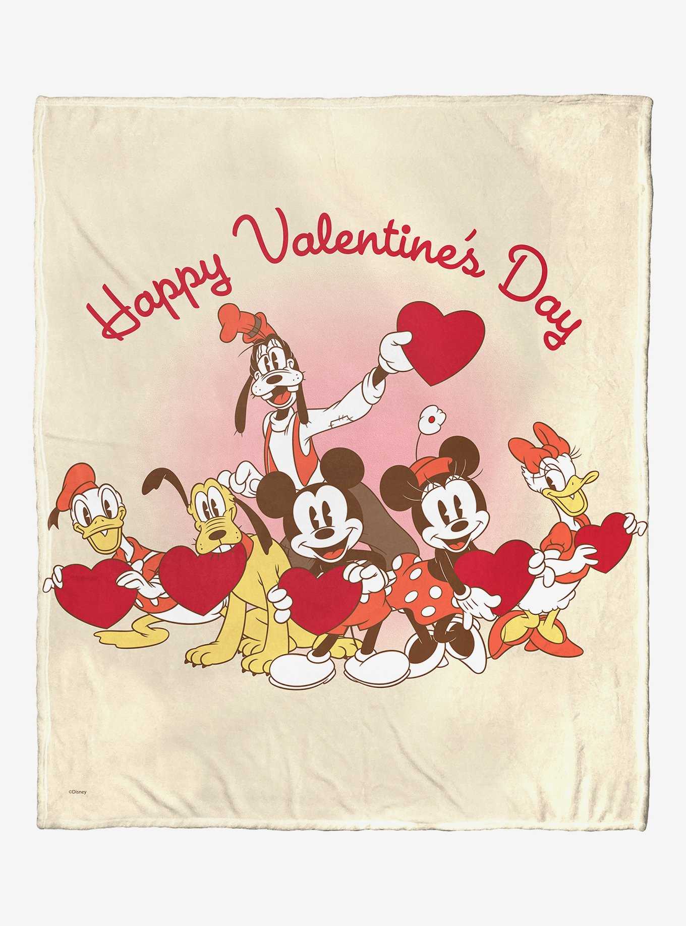 Disney Mickey and Friends Happy Valentine's Day Group Blanket, , hi-res