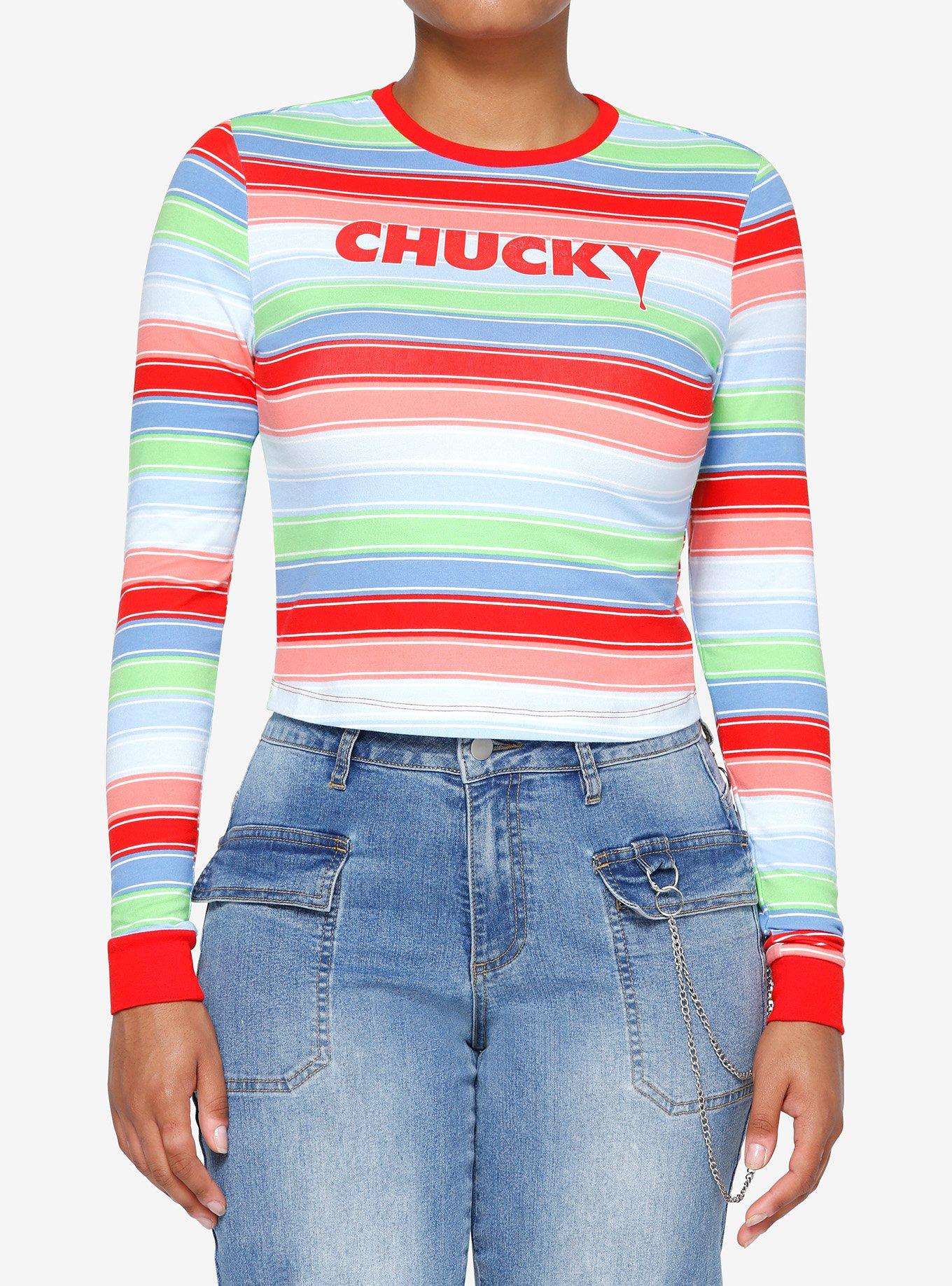 rainbow striped long sleeve shirt chucky