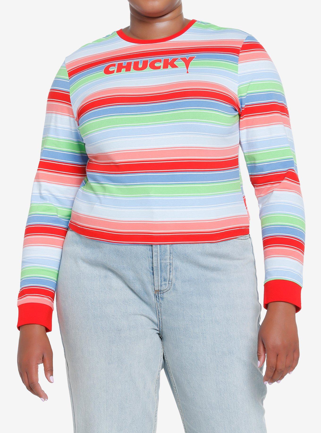 rainbow striped long sleeve shirt chucky