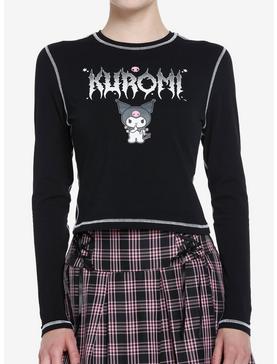 Kuromi Metal Logo Crop Girls Long-Sleeve T-Shirt, , hi-res