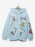 Disney Winnie the Pooh Allover Icons Zippered Hoodie - BoxLunch Exclusive, LIGHT BLUE, hi-res