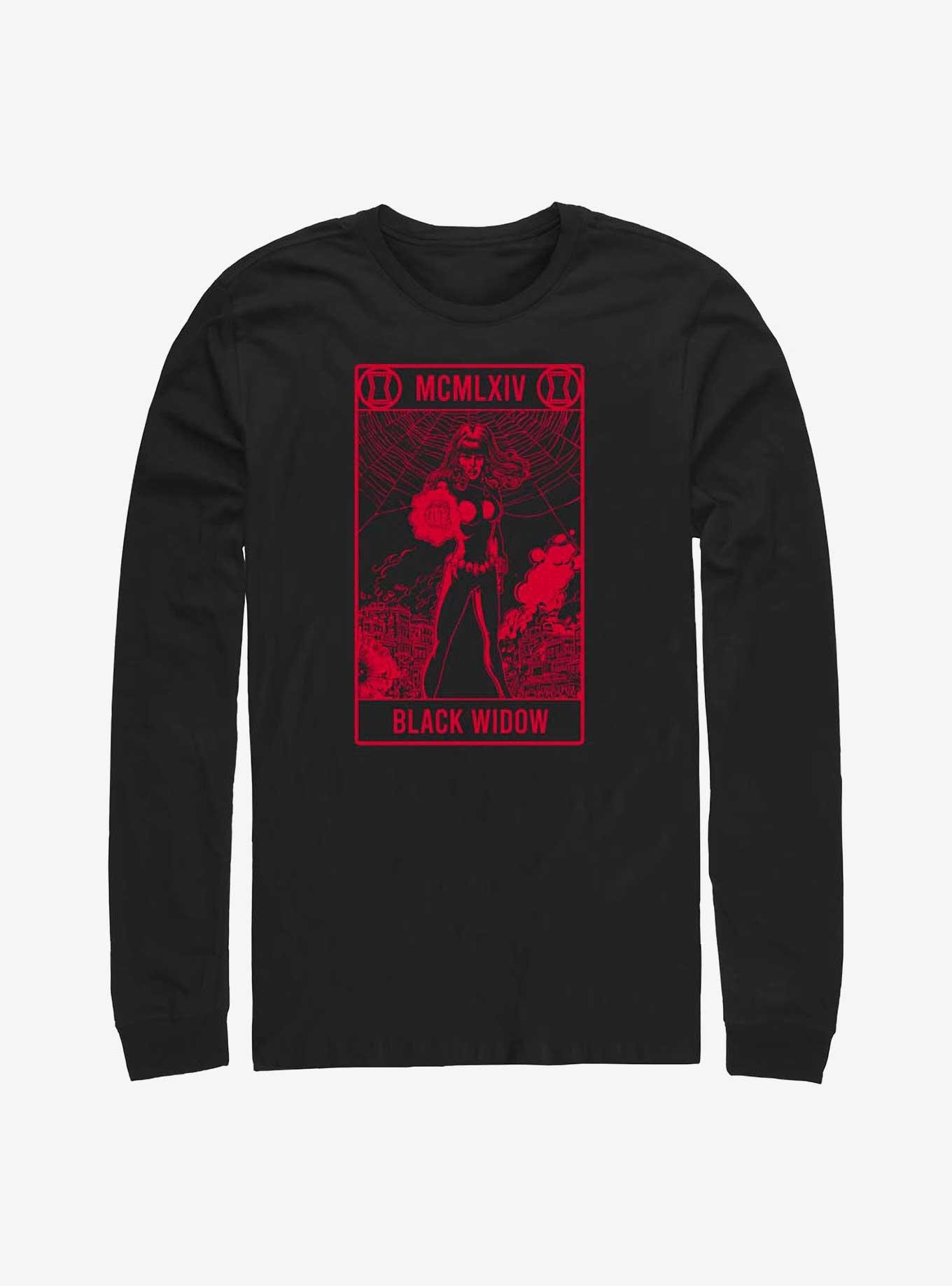 Marvel Black Widow Tarot Card Long-Sleeve T-Shirt, BLACK, hi-res