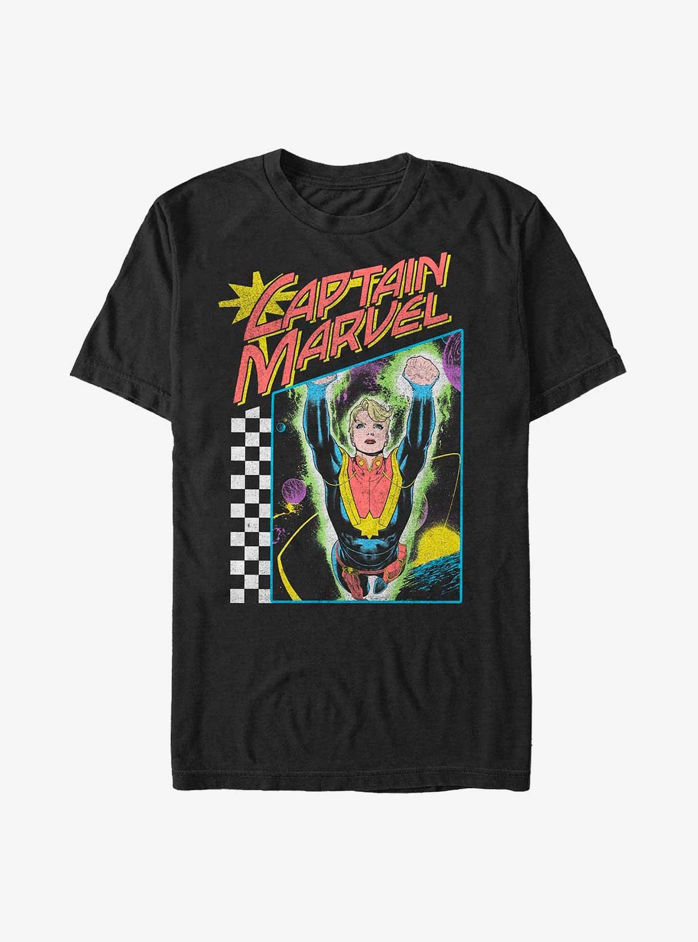 Marvel Captain Marvel Neon Pop Poster T-Shirt, BLACK, hi-res