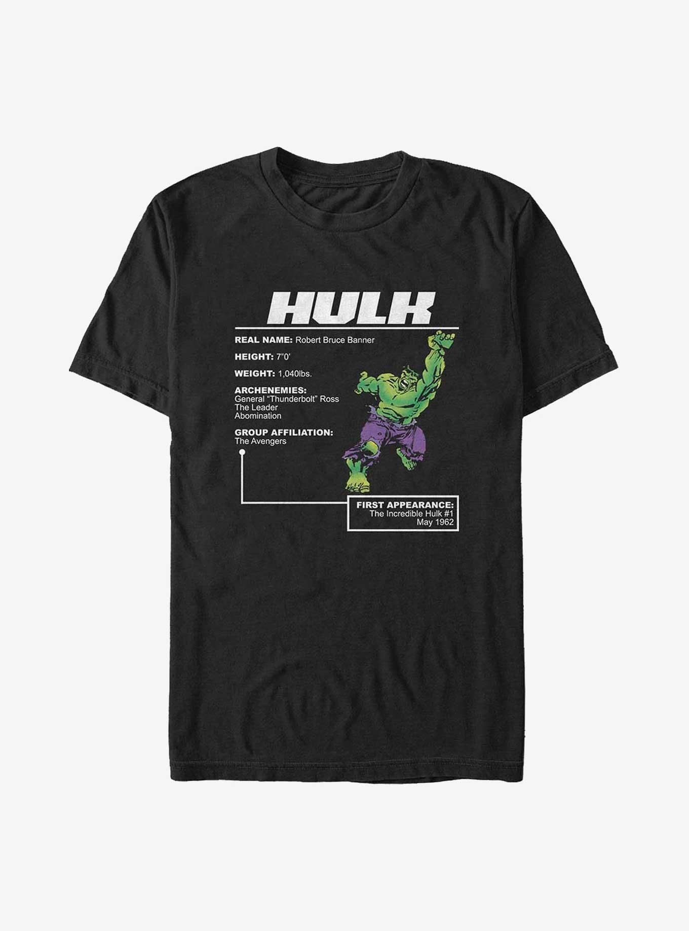 Marvel Hulk Hero Stats T-Shirt, BLACK, hi-res