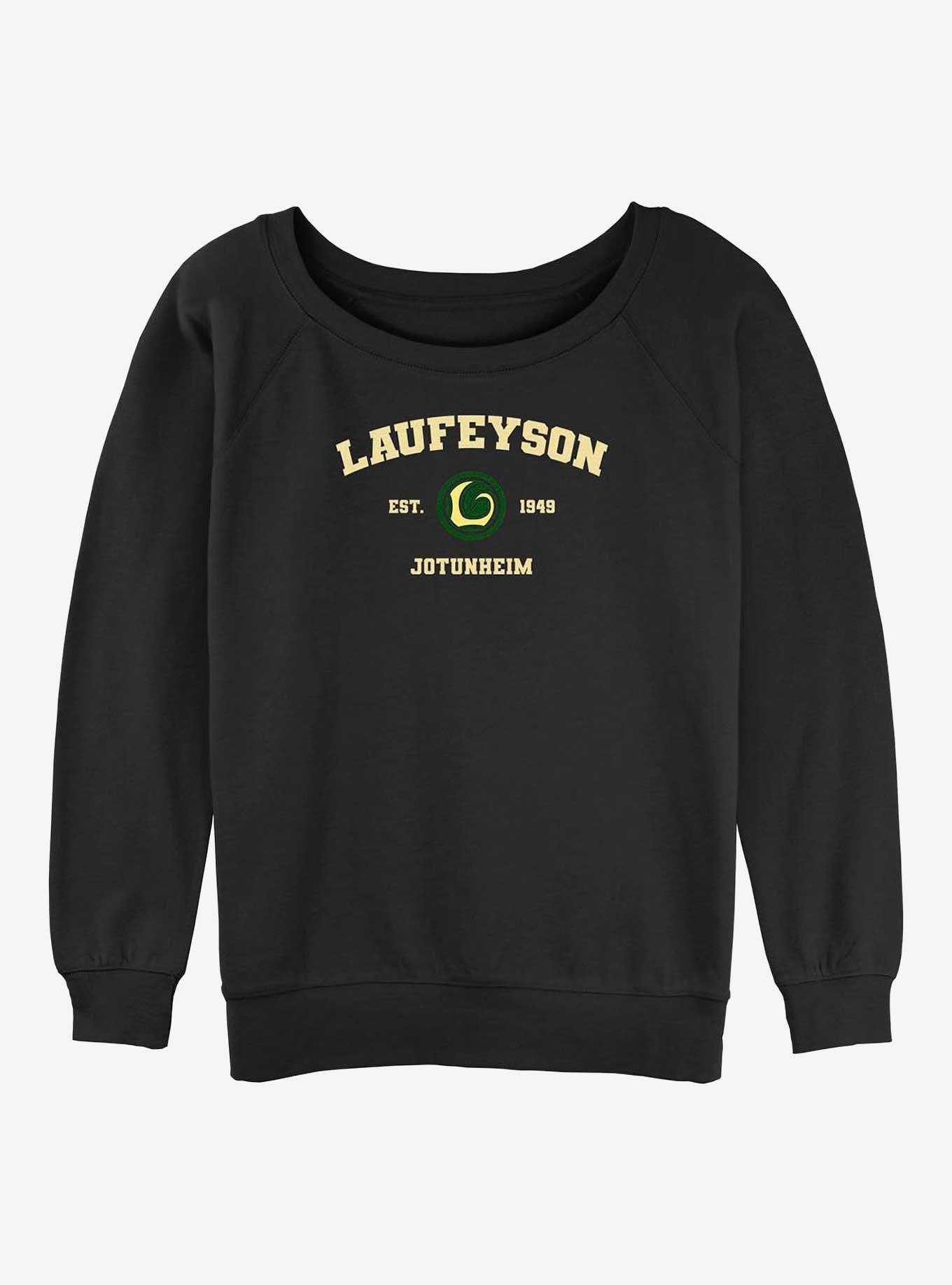 Marvel Laufeyson Jotunheim Collegiate Cowl Neck Long-Sleeve Top, BLACK, hi-res