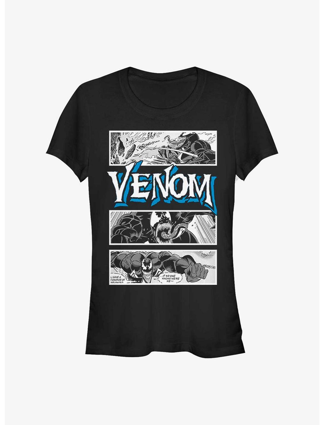 Marvel Venom Comic Panels Logo Girls T-Shirt, BLACK, hi-res